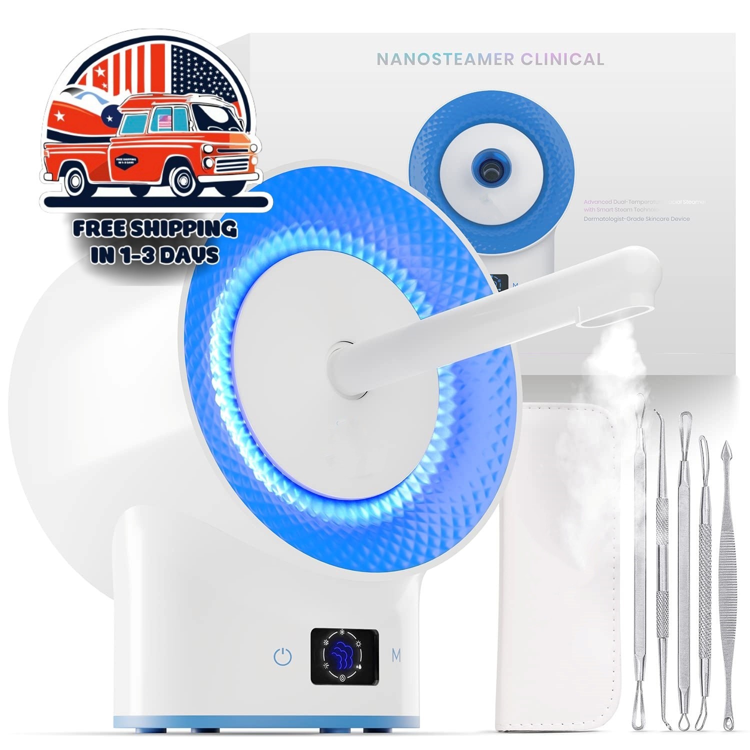 Boquillas multiposición para vaporizador facial, eléctrico con cable, blanco US