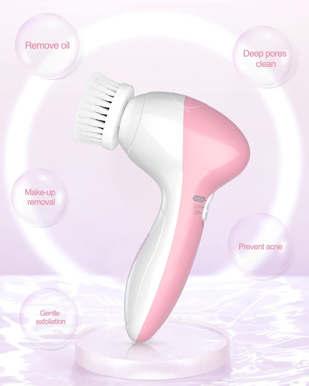 Cleansing Brush for , 3-in-1 Cleanser and Exfoliator Brush with 3 Brush Heads…