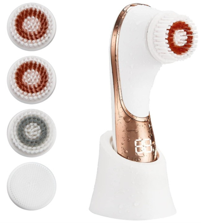 Cepillo limpieza facial eléctrico IPX7 recargable exfoliante 4 cabezales, Nuevo