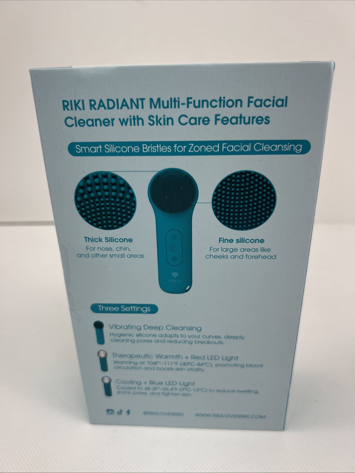 Riki Radiant Facial Cleansing Brush | Open Box | Blue| Waterproof Silicone