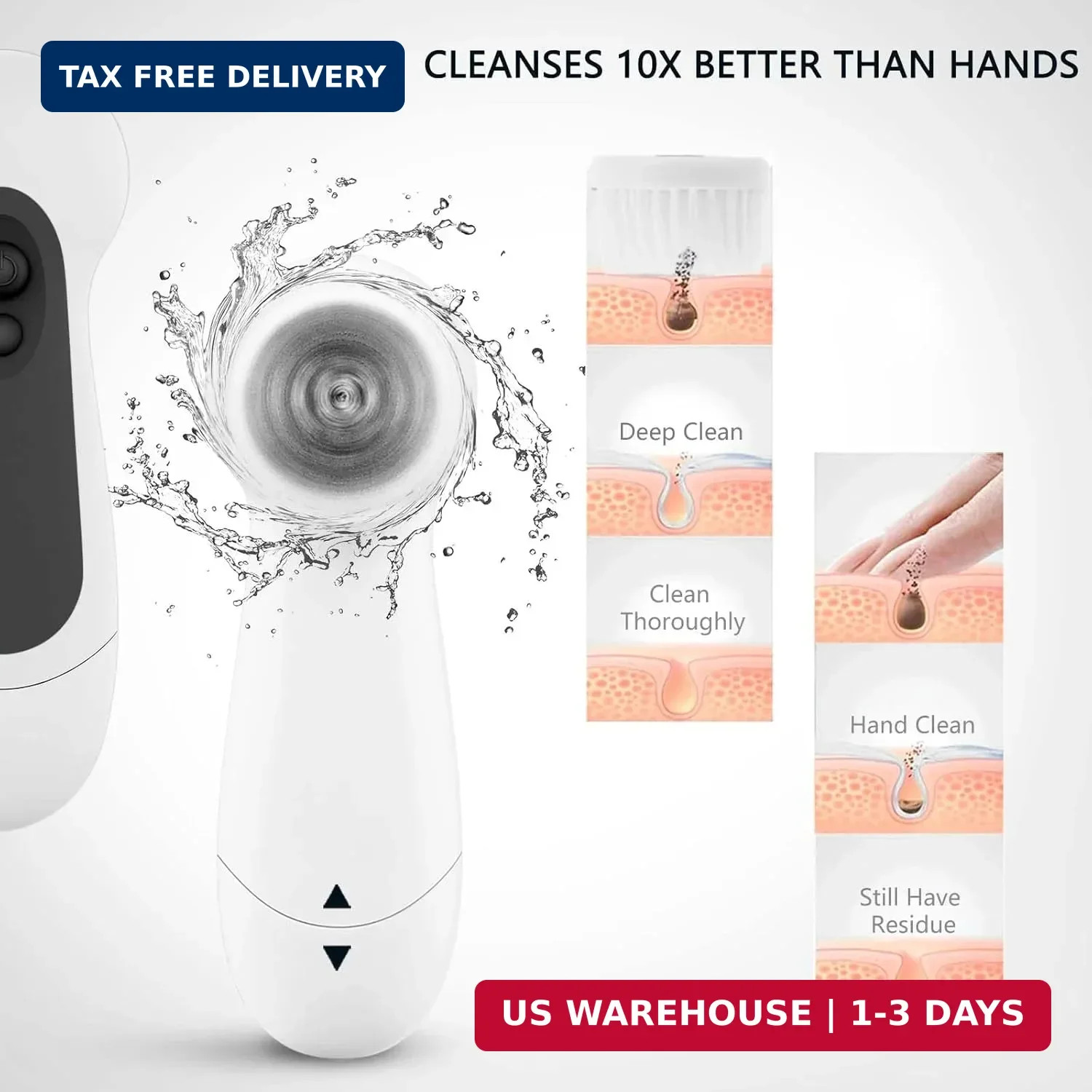 Waterproof Facial Cleansing Spin Brush Set with 5 Exfoliating Brush Heads – Elec