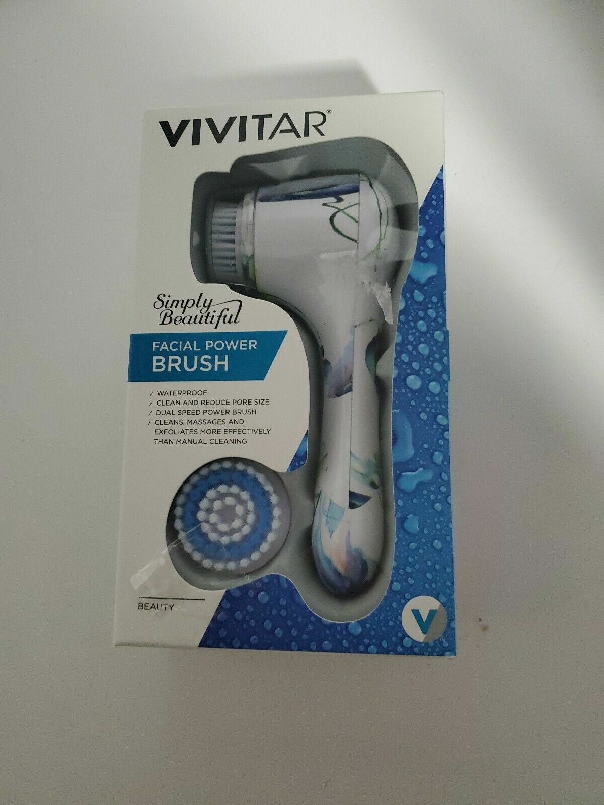 VIVITAR SIMPLY BEAUTIFUL ABSTRACT FACIAL POWER BRUSH WITH TWO ATTACHMENT HEADS