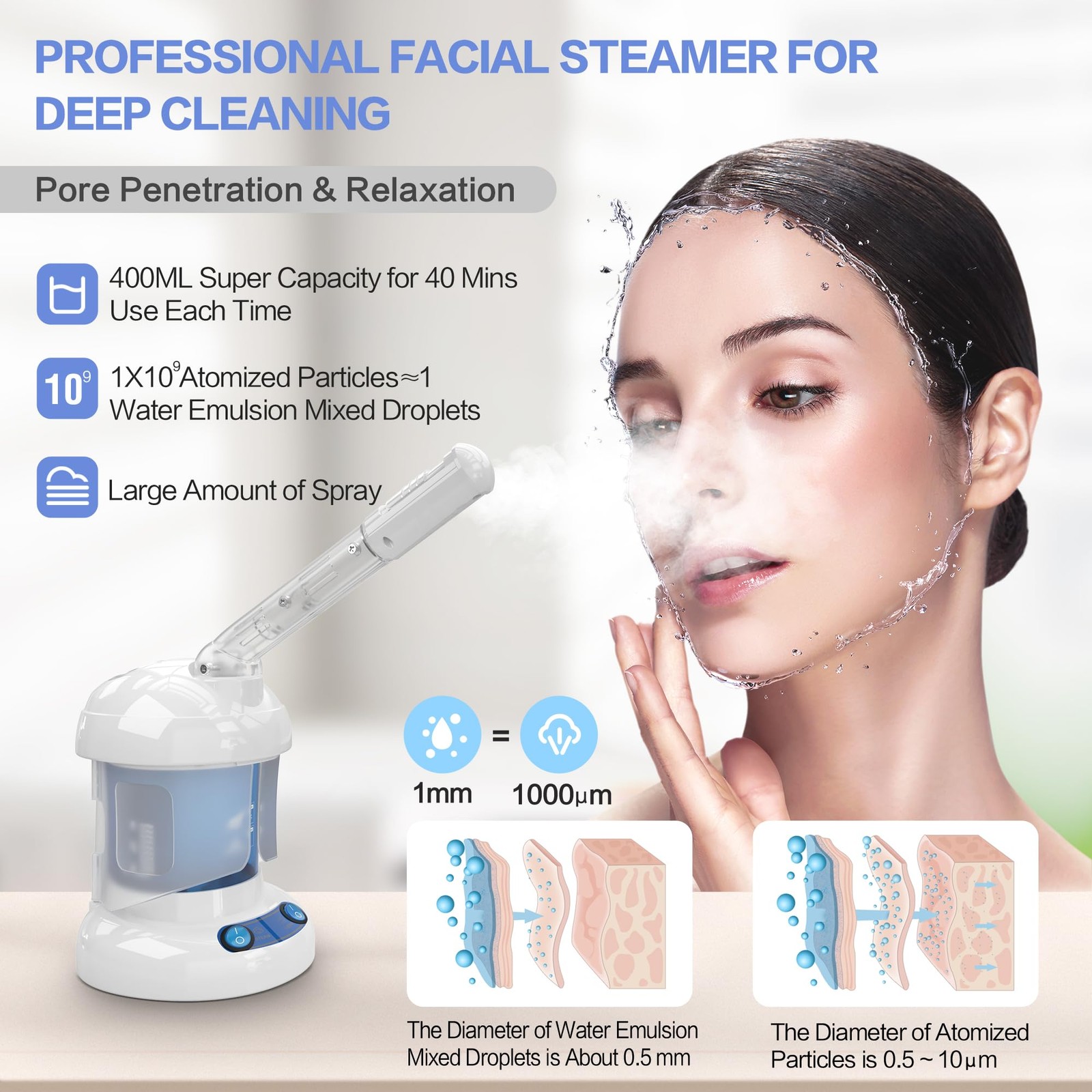 Kingsteam Facial Steamer – Ozone Steamer with Extendable Arm – Professional N…