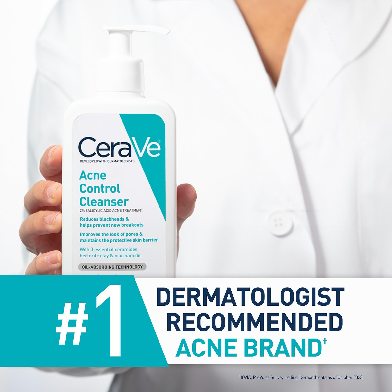 CeraVe Acne Control Cleanser, 2% Salicylic Acid 16 Fl Oz (Pack of 1)