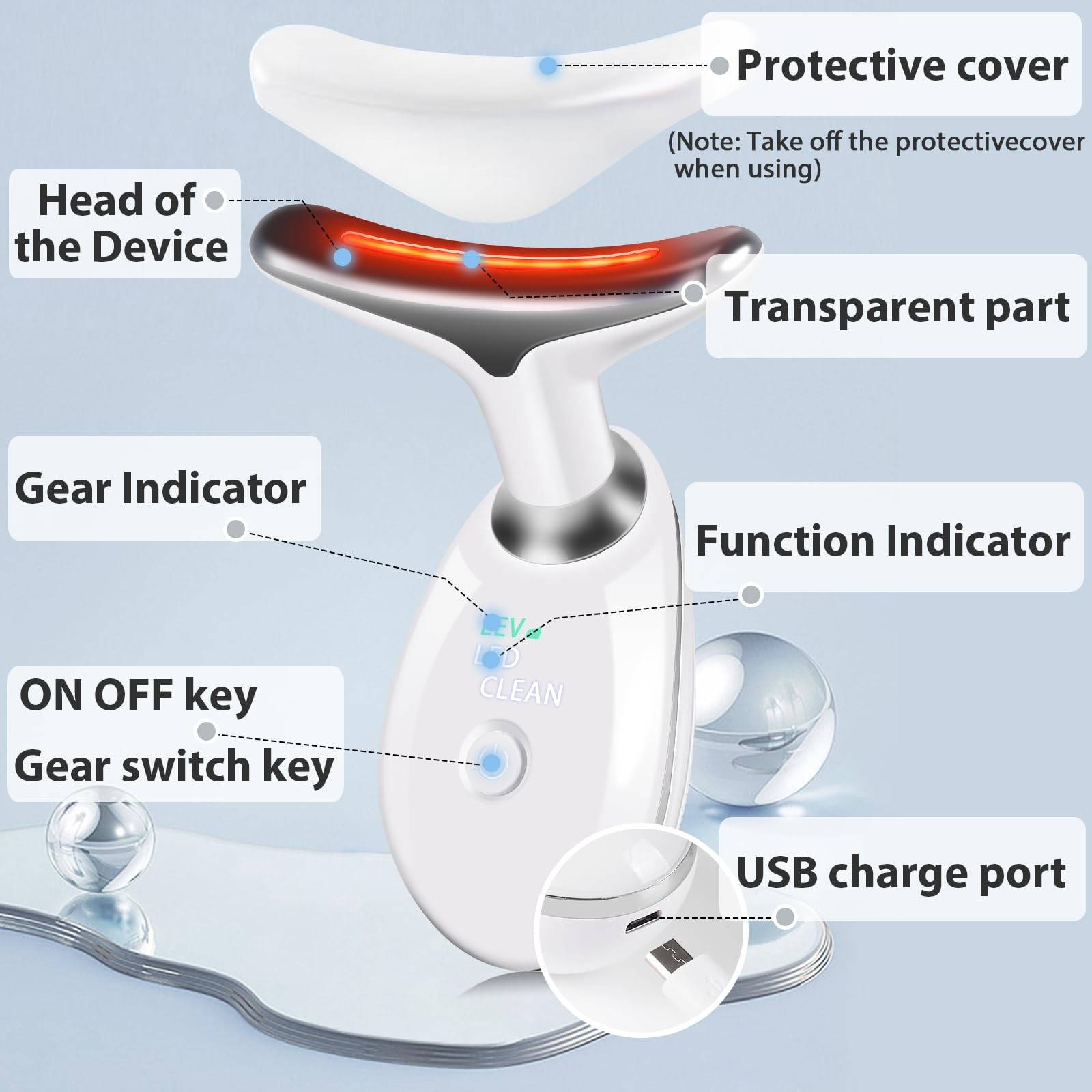 3 in 1 Face 𝖲cuIpting Tool, 7 Color Mode, Facial Massager for and White