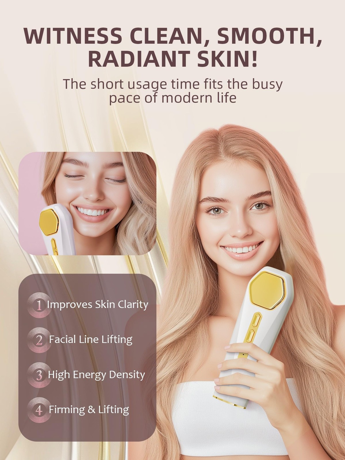INTEO Multifunctional Facial Massager, Real Glass Glow Device for Face White
