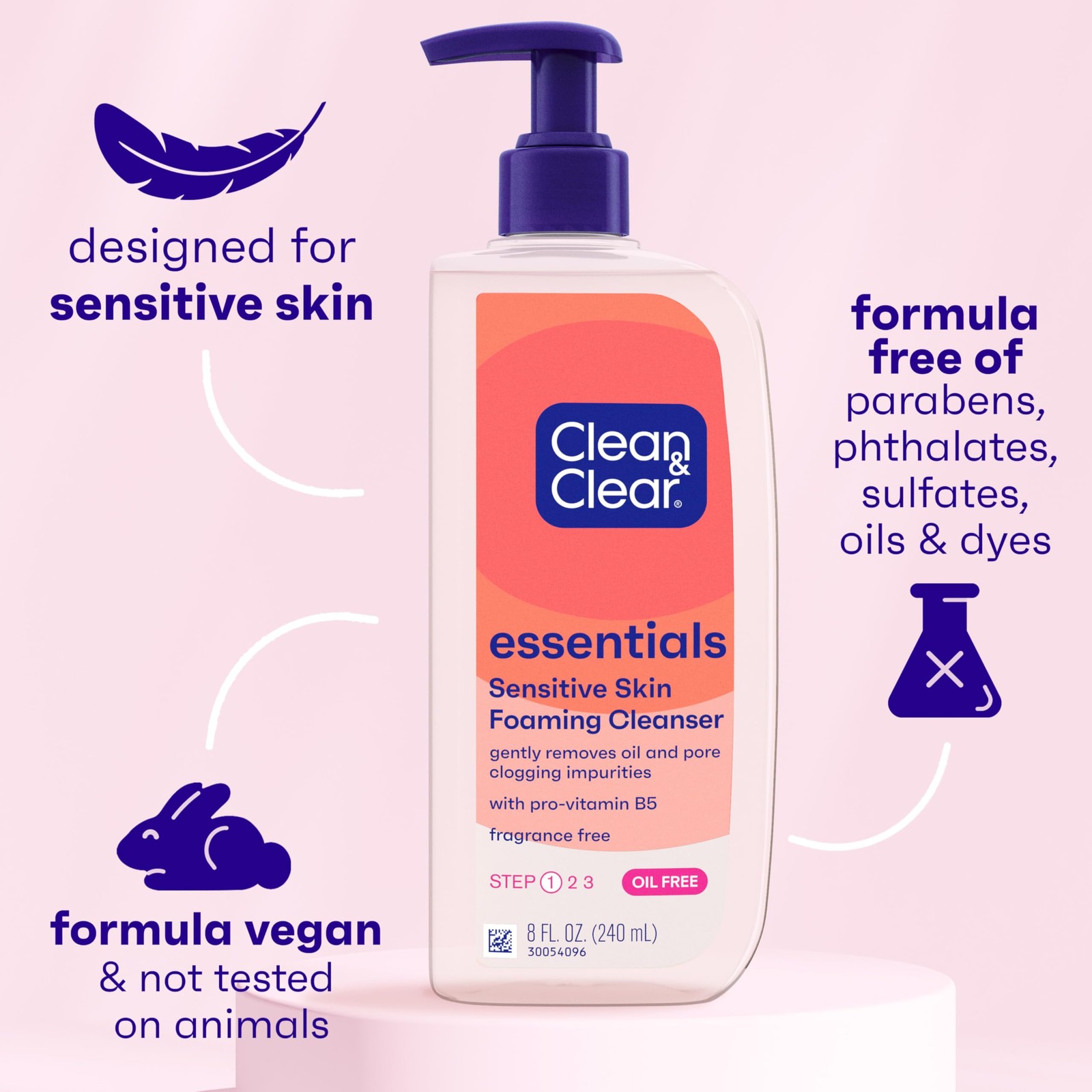 Clean & Clear Essentials Oil-Free Foaming Facial 8 Fl Oz (Pack of 1), ORANGE