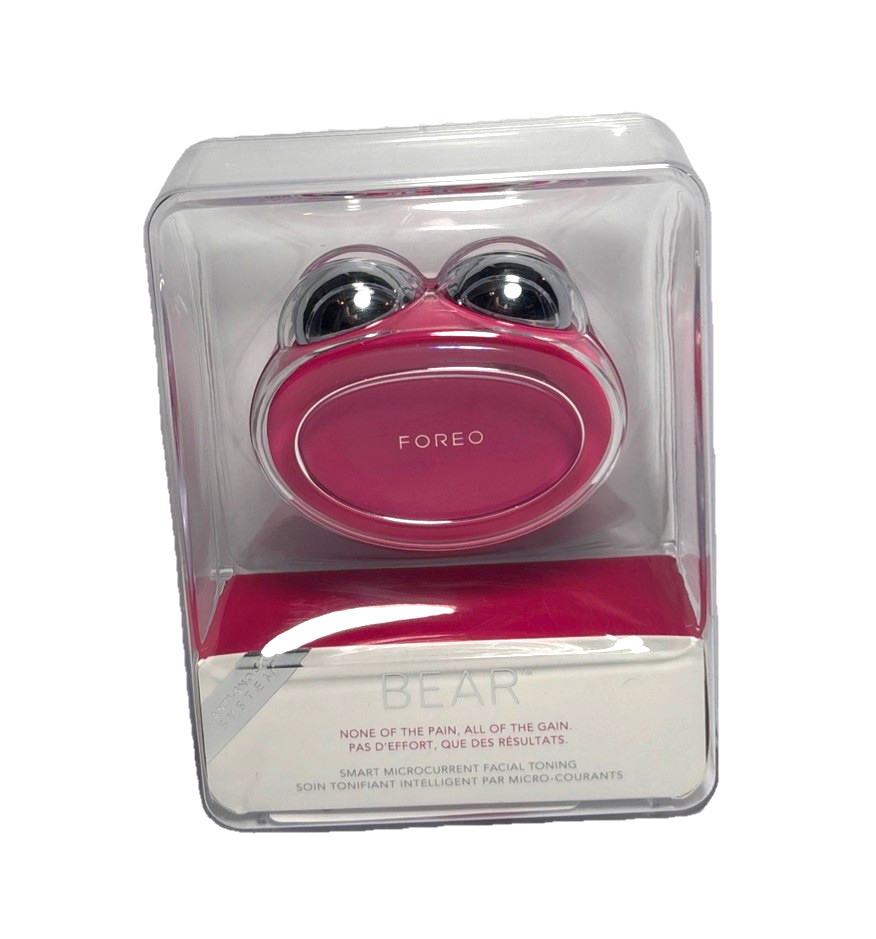FOREO Bear Smart Microcurrent Facial Toning Device Pink Charge Cable Stand