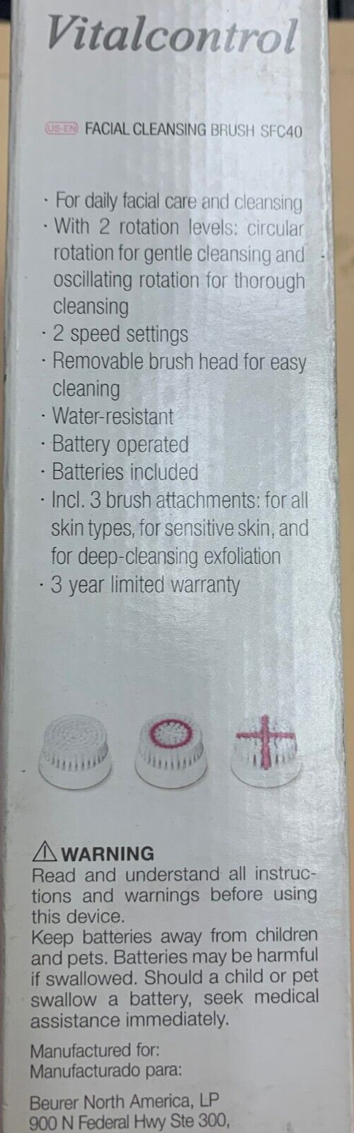 Vital Control SFC40 Facial Cleansing Brush Daily Facial Cleansing, 3 Attachments