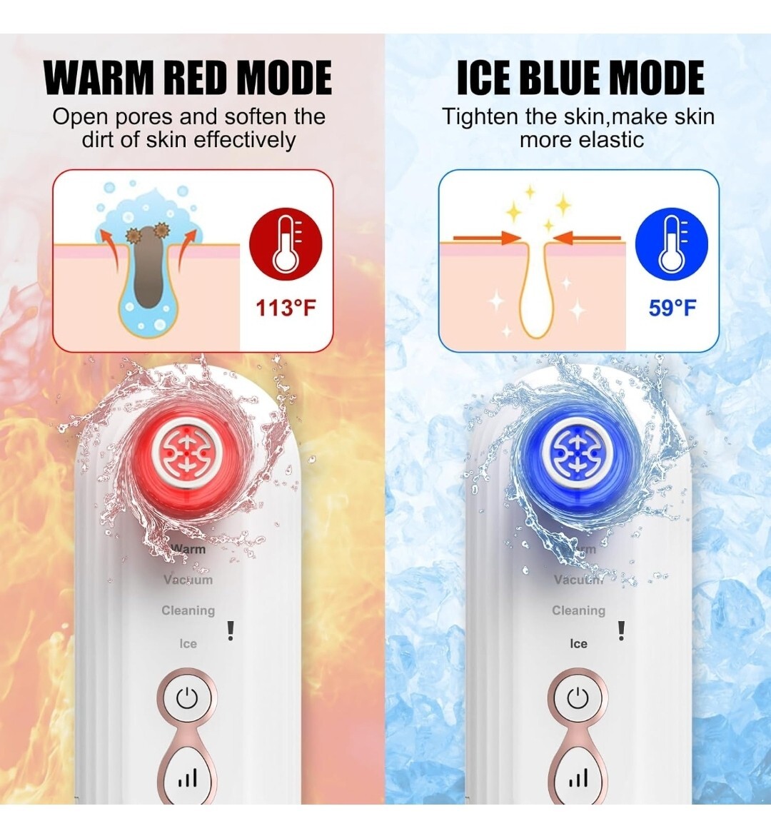 5 in 1 Blackhead Remover, Electric Face Scrubber with Hot and Cold Functions