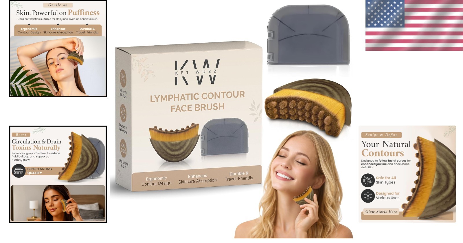 Ultra-Soft Facial Contour Brush for Lymphatic Drainage & Gentle Massaging