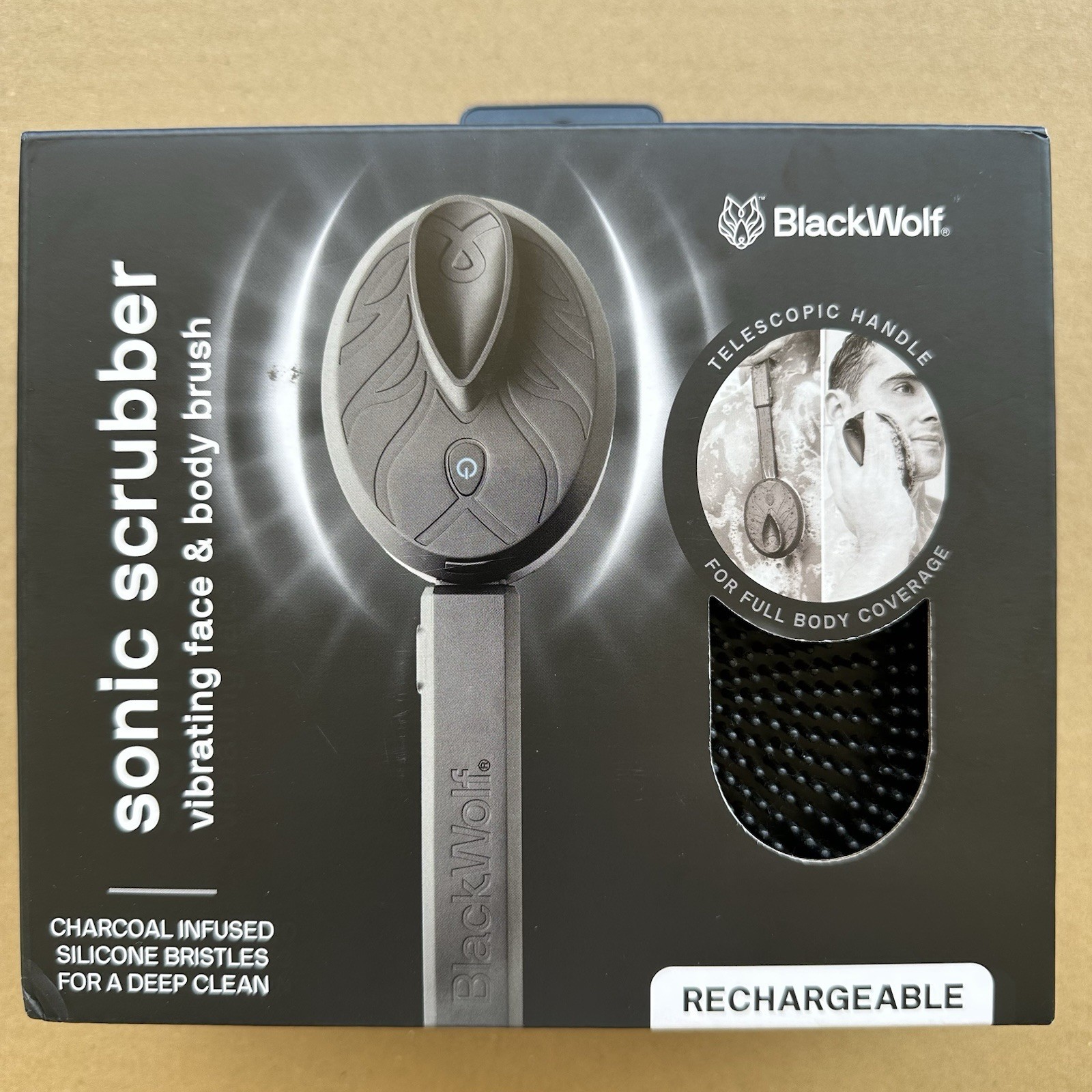 BlackWolf Sonic Scrubber Vibrating Face & Body Brush | Rechargeable | New