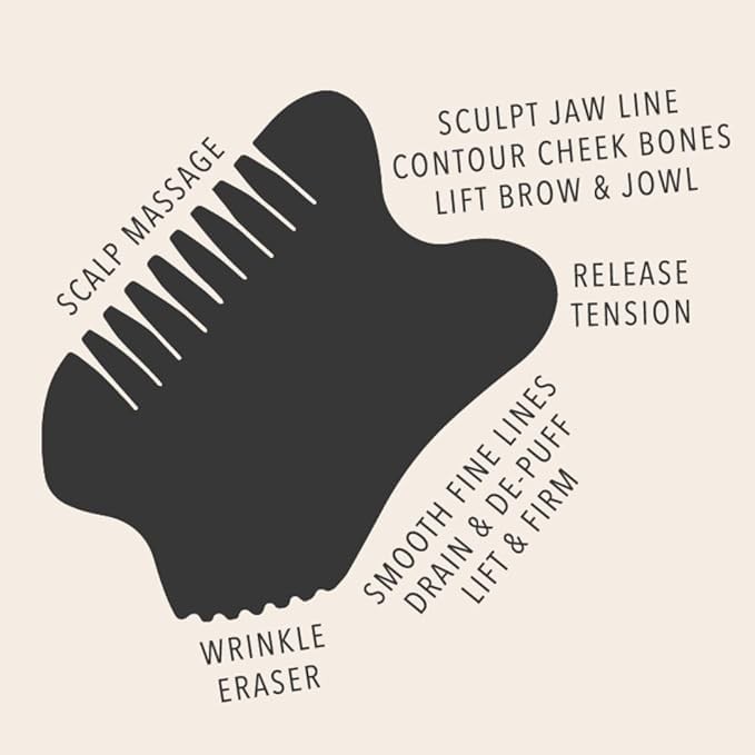 Little Lines Beauty Remedy Stone Bian Gua Sha for Skin Care, Facial Black