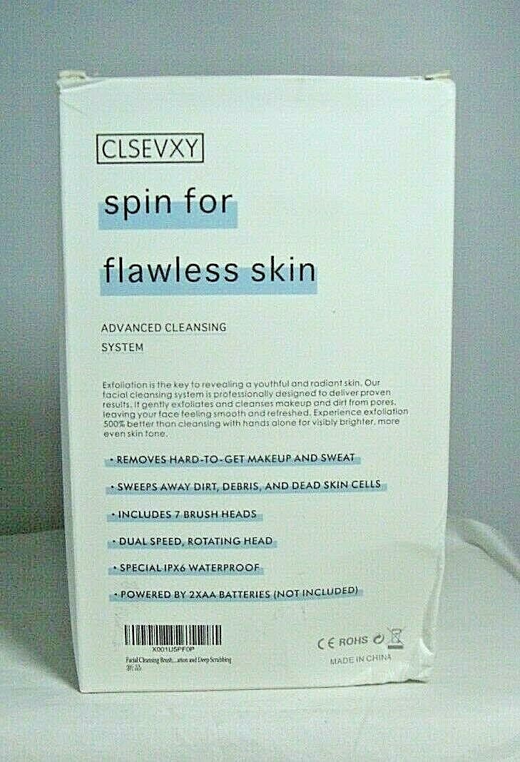 Facial Cleansing Brush with 7 Exfoliating Brush Heads- White