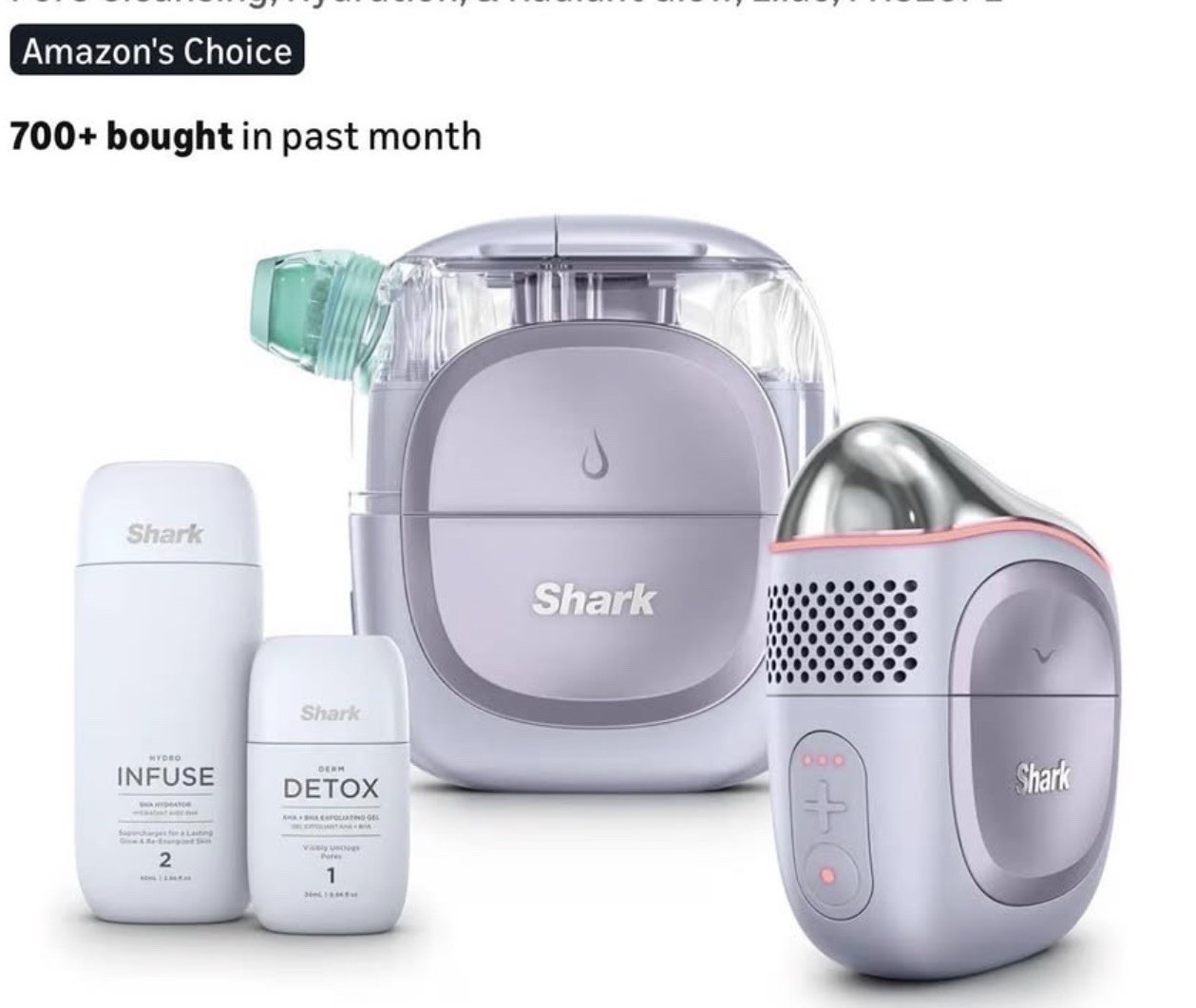 Shark FacialPro Glow Hydro-Powered Facial Cleansing Device Hot & Cold Lilac
