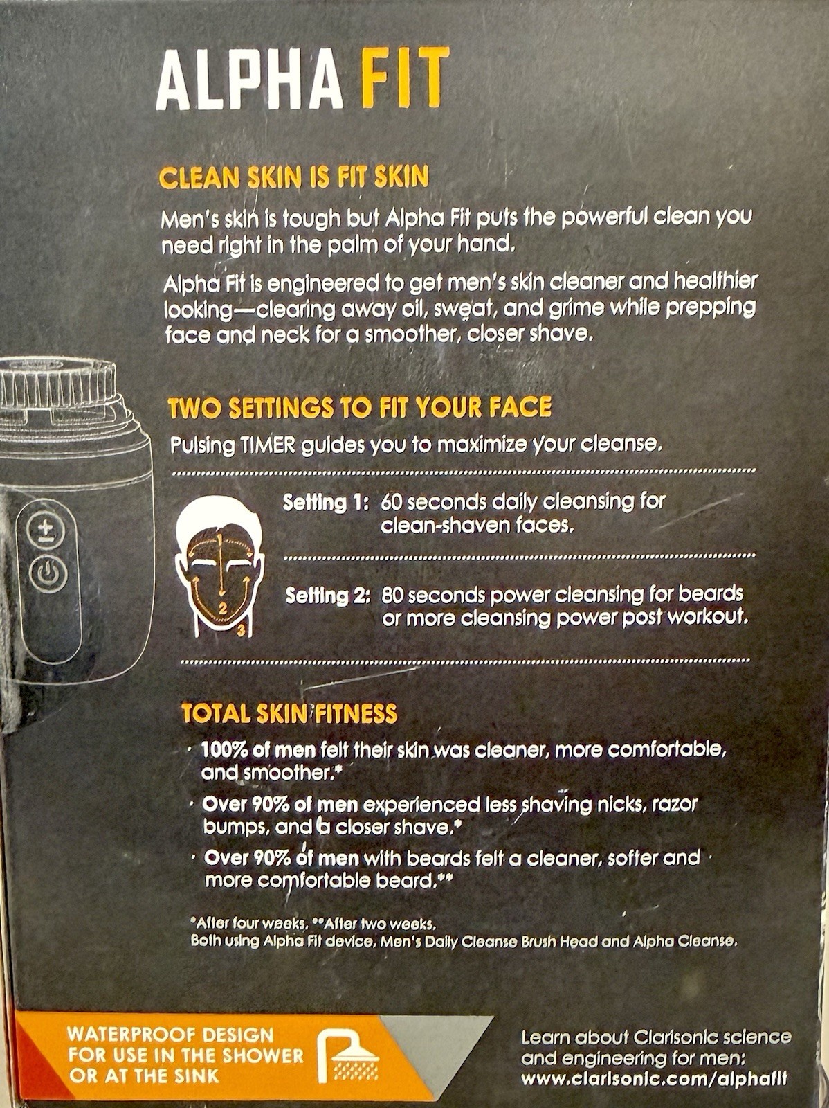 NIB Clarisonic Alpha FIT Kit Men’s Face Brush Sonic Facial USB Cleansing Device