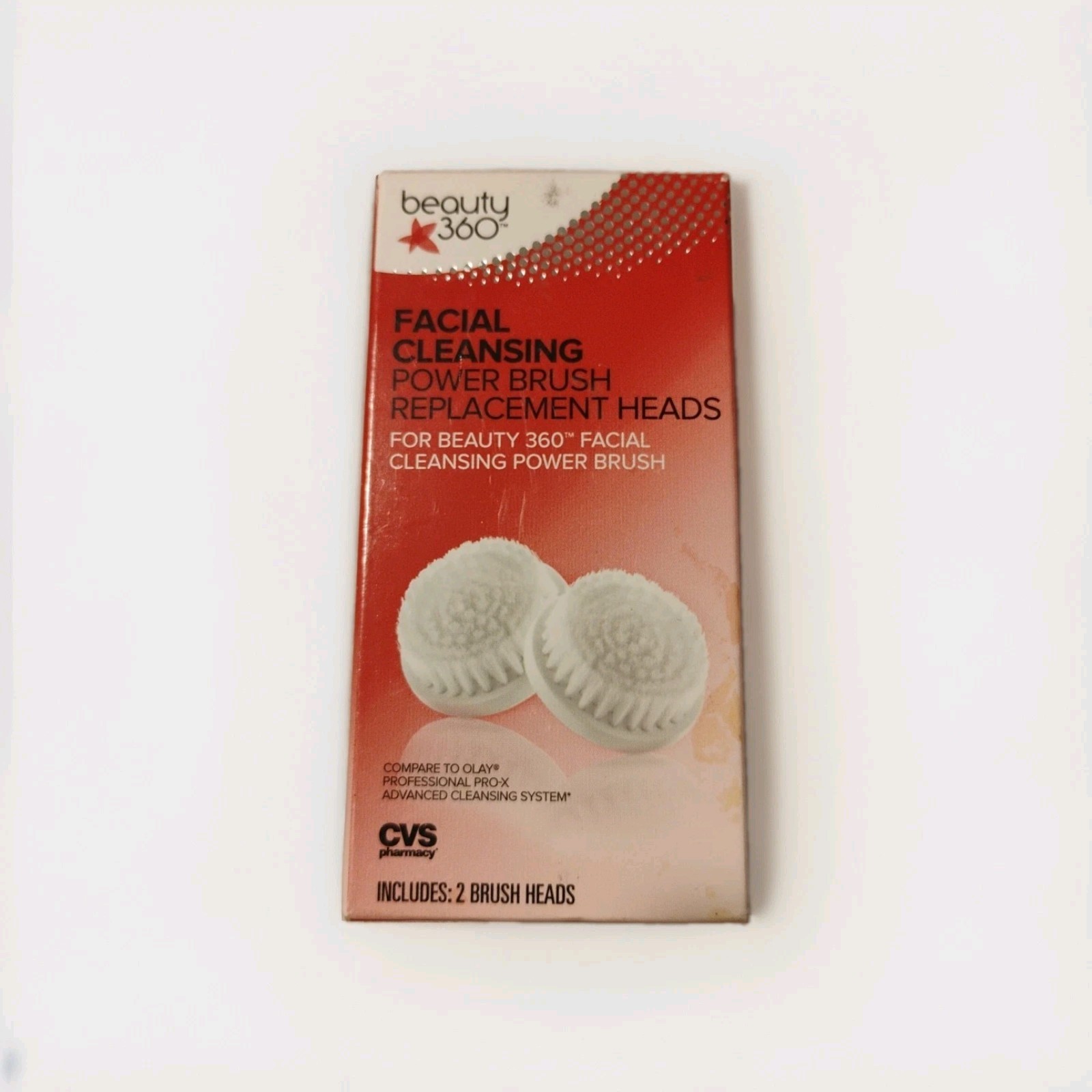 beauty 360 facial cleansing power brush dual speed+2 brush heads scuffed box