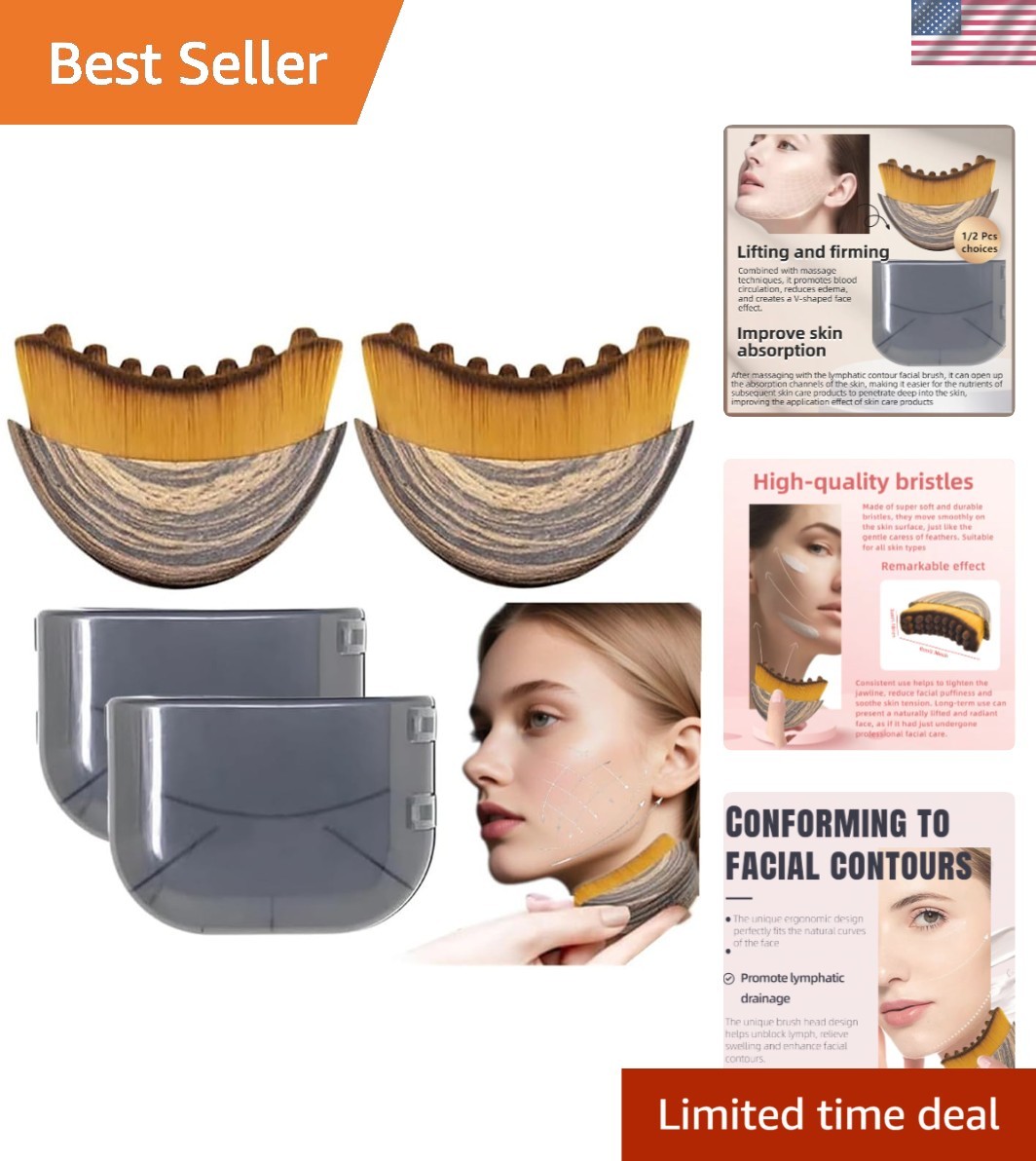 Brand New Lymphatic Contour Face Brush 2 Pcs Brown