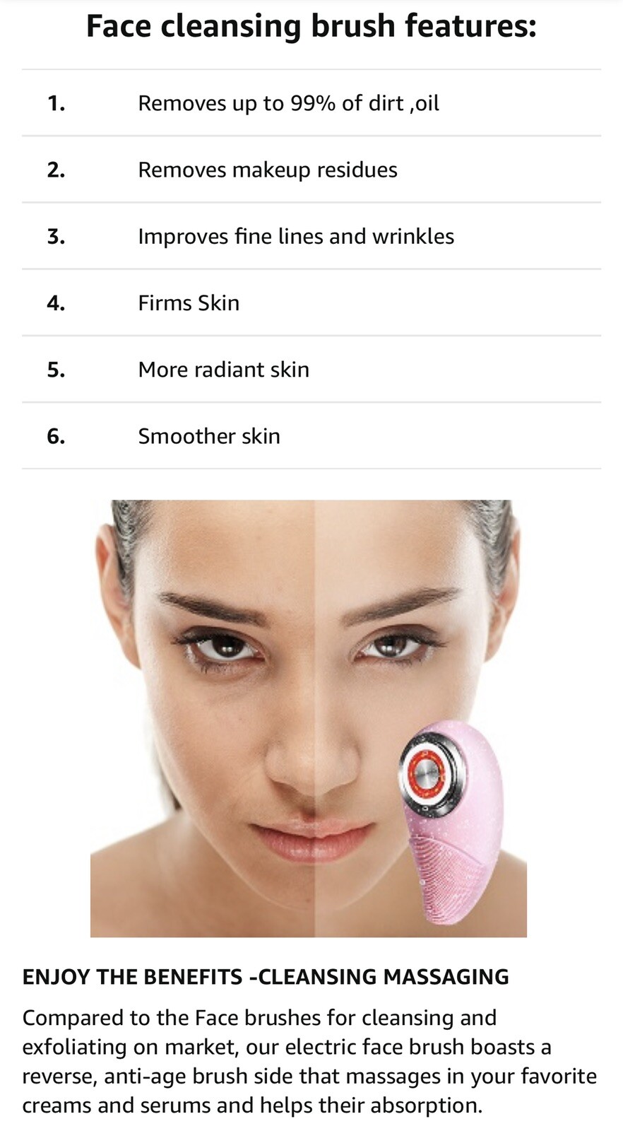 Facial Cleansing Brush Face Massager Electric w/soft silicone waterproof sonic