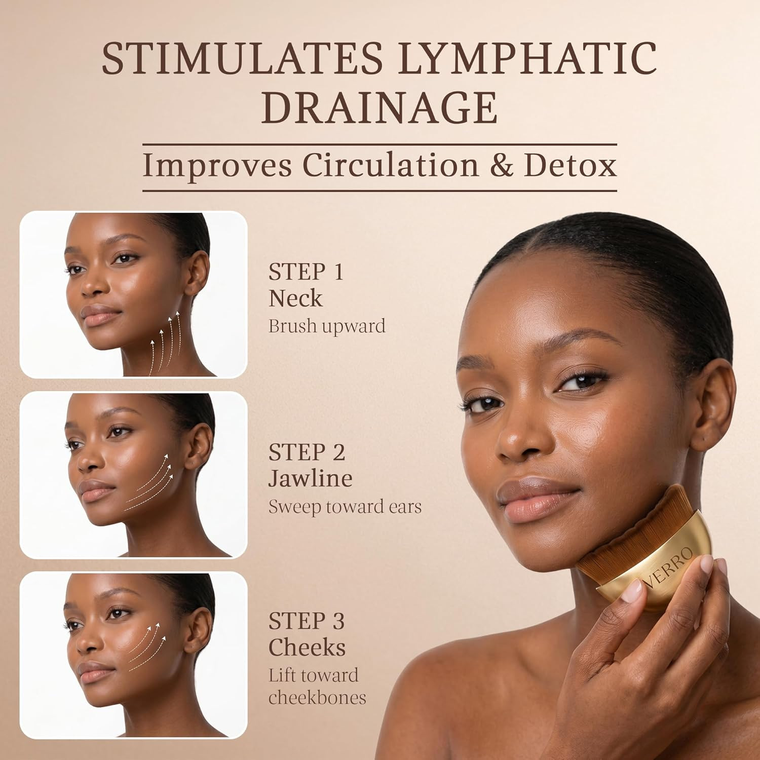 VERRO Lymphatic Face Brush Set (2 Pack) – Facial Dry Brush for Face Sculpting, L