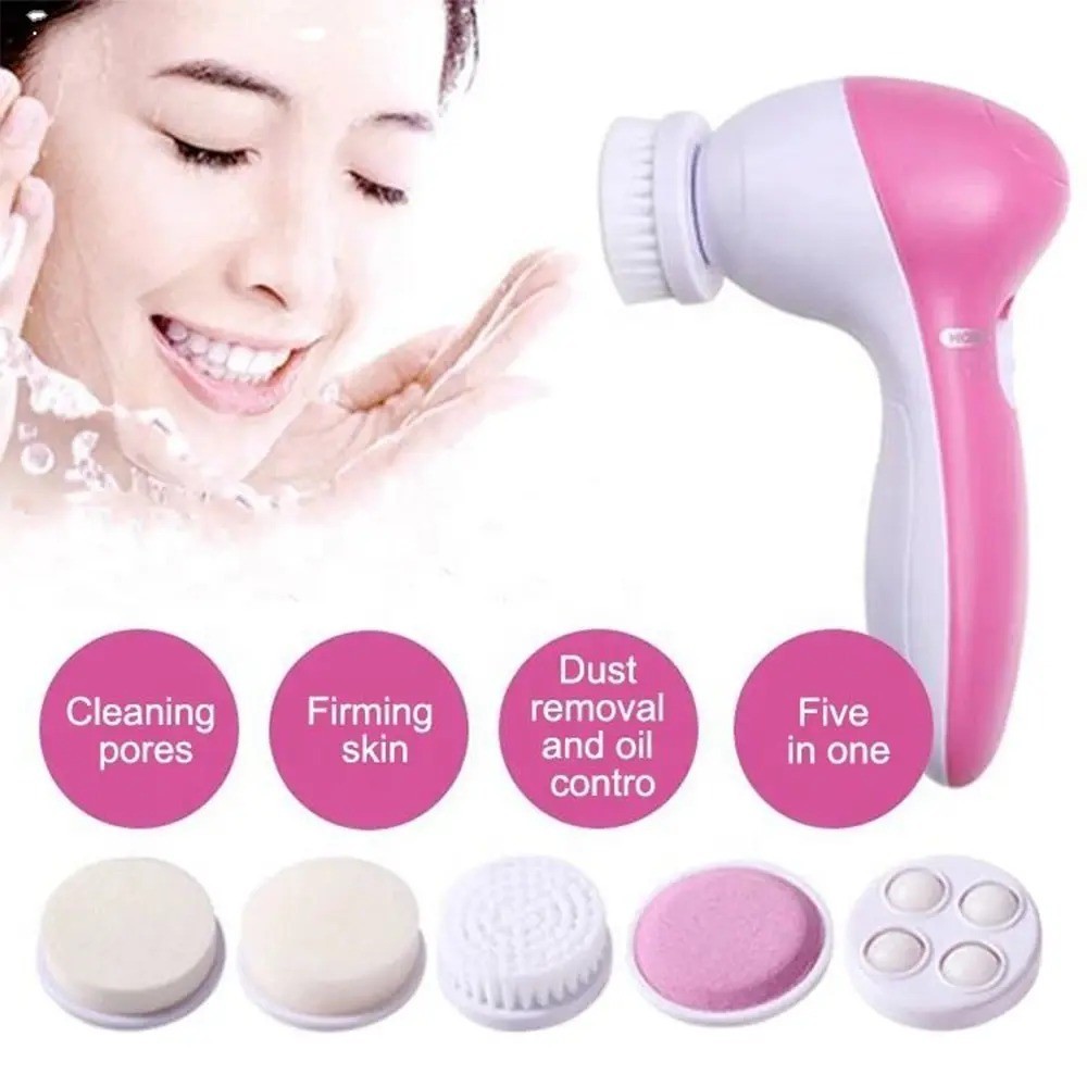 5 in 1 Electric Face Cleansing Brush Facial Cleaner Exfoliating Massager