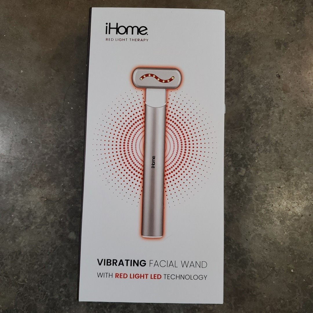 NEW iHome Vibrating Facial Wand with Red Light Therapy LED Technology