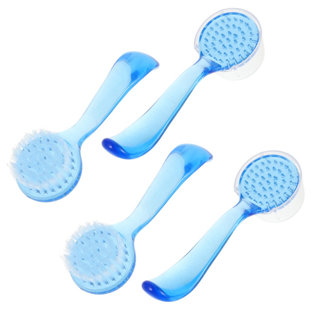 4Pcs Durable Face Cleaning Scrubber Sky Blue Strong Flexible Bristles