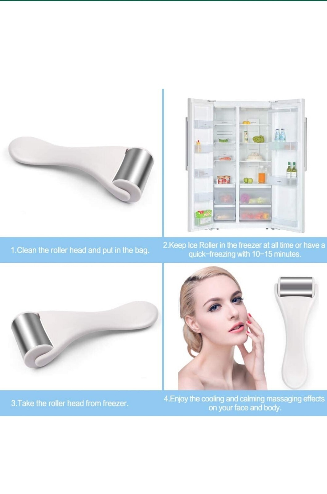 Vanity Planet Face & Body Ice Roller Depuff & Minimize Pores in Minutes White