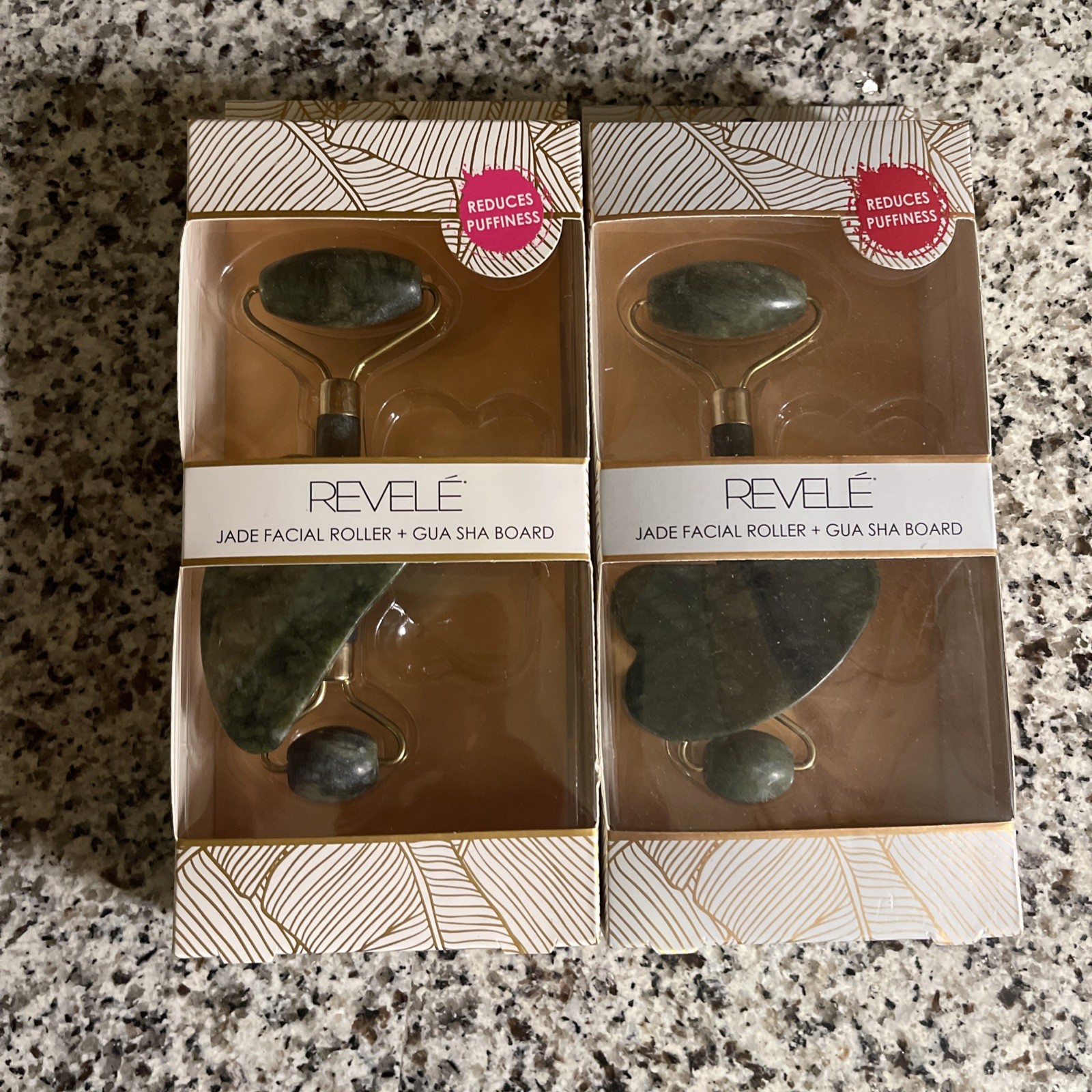3X lot Revele Jade Facial Roller + Gua Sha Board NIB!