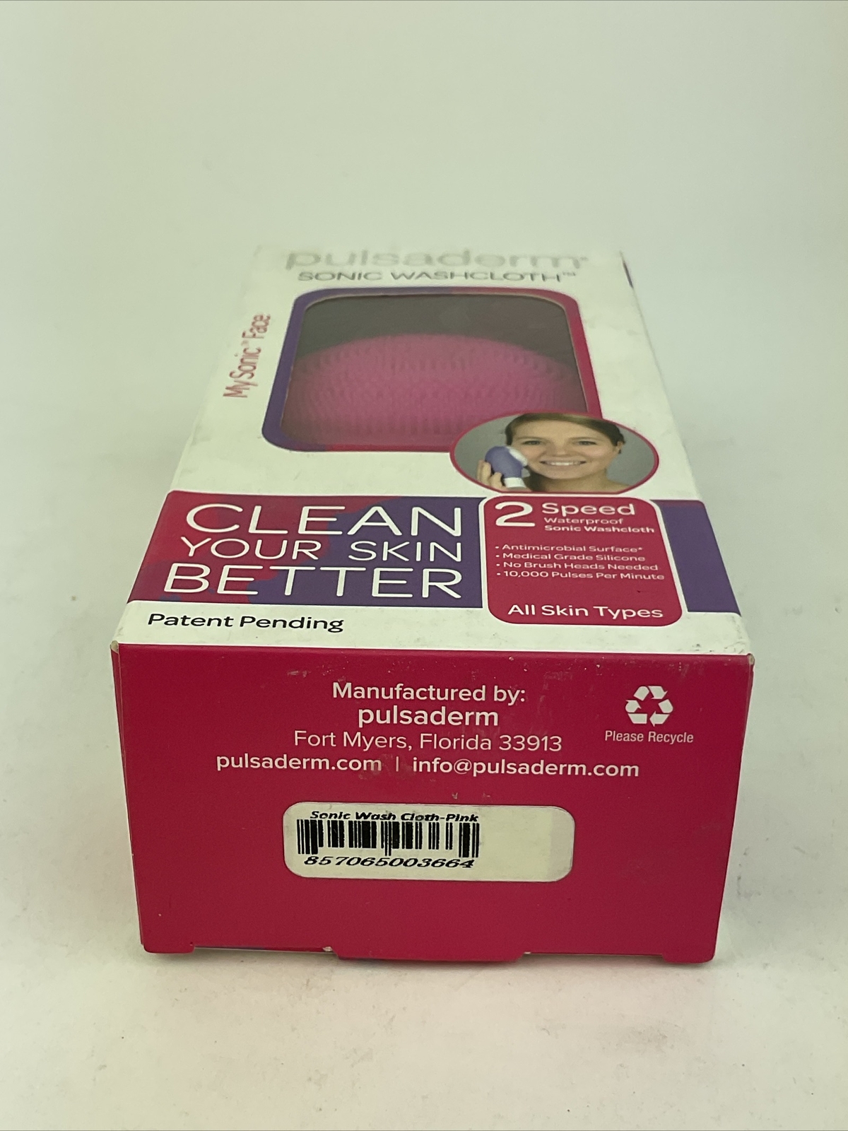 Pulsaderm Sonic Washcloth – Micro Pulse Cleansing (PINK) 2 Speed Waterproof