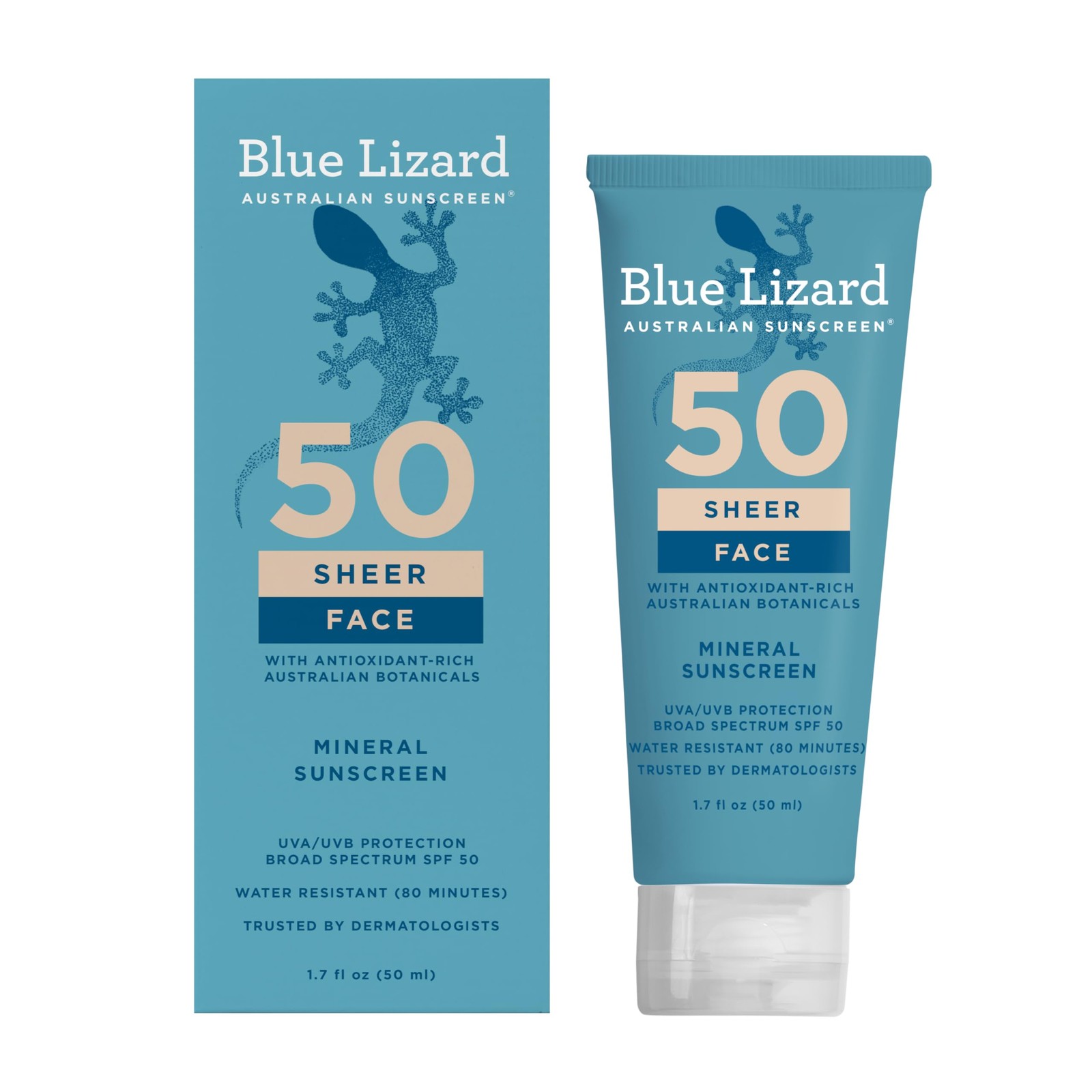 Blue Lizard Sheer Face Mineral SPF 50 Sunscreen 1.7 Fl Oz (Pack of 1),