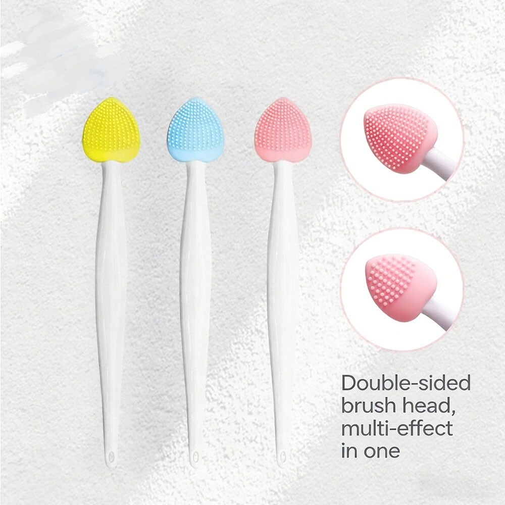Soft Flexible Hygienic Deep-Cleansing Massaging Double-Sided Silicone Nose Brush