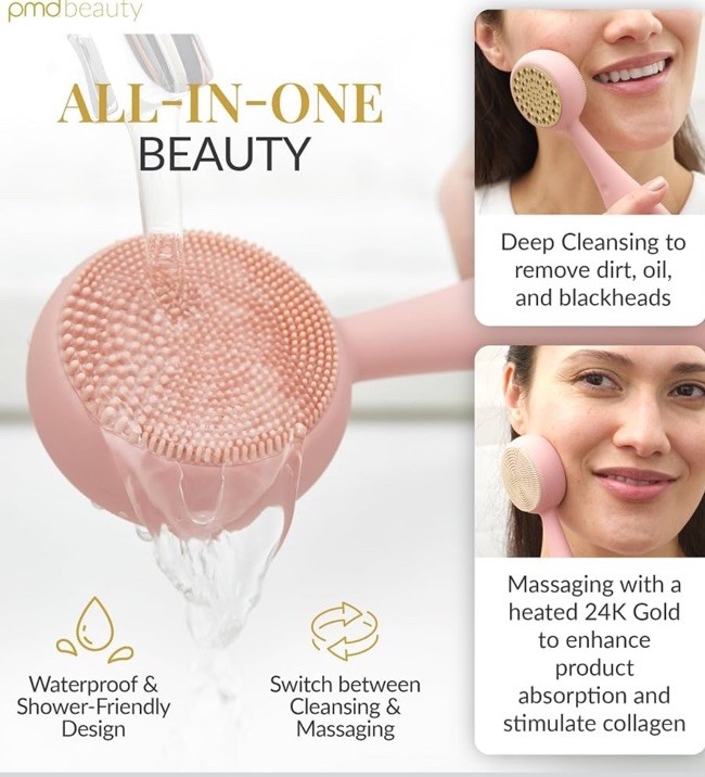 (47)PMD Clean Pro Smart Facial Cleansing Device, Pink w Gold Finish- Open box