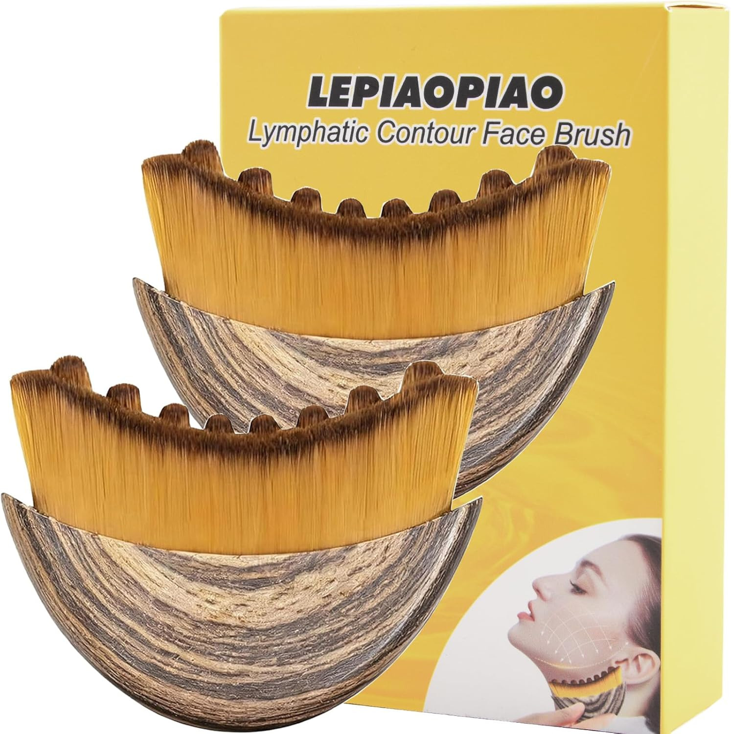 2 PCS Lymphatic Contour Face Brush,Lymphatic Drainage Brush,Dry Lymphatic Dra…