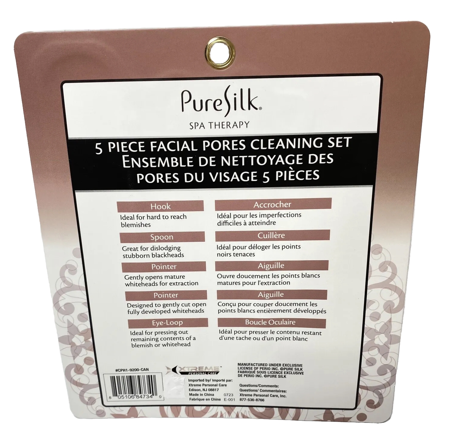 Facial Pore Cleaning Set 5pc Acne Remover Pimple Popper Kit, Rose Gold, New Silk