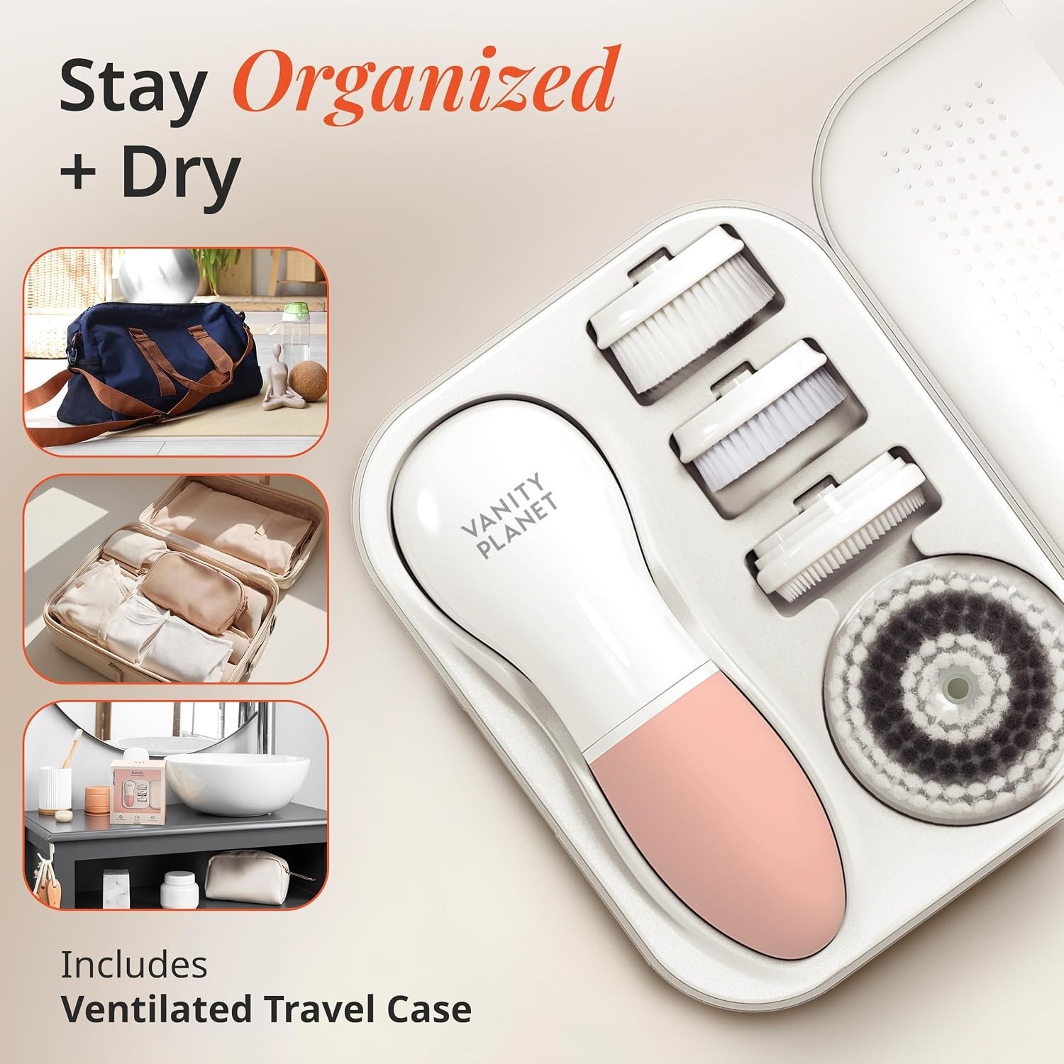 Electric Facial Cleansing Brush Waterproof with 4 Exfoliating Brush Heads