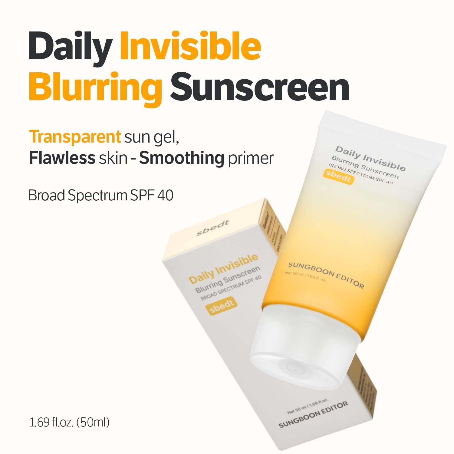 SUNGBOON EDITOR Daily Invisible Blurring Sunscreen 1.69 Fl Oz (Pack of 1)