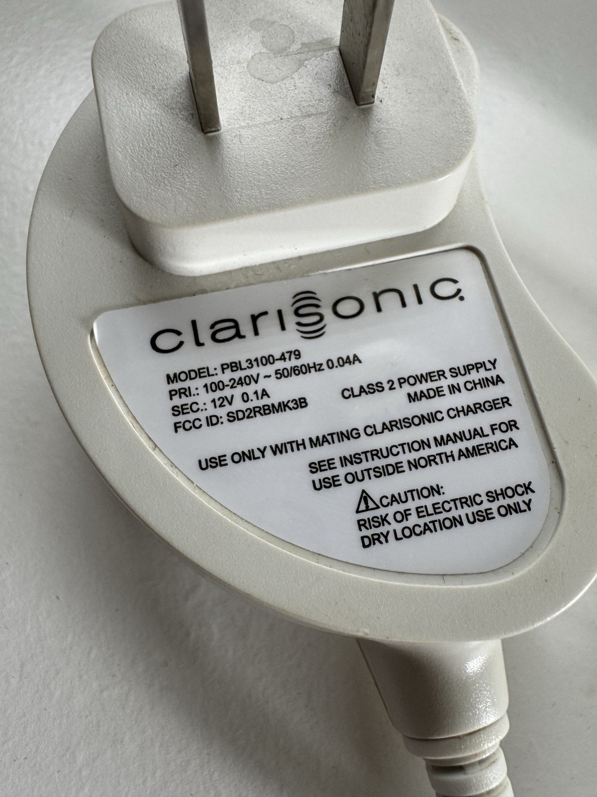 Clarisonic Mia 1 Mia 2 Power AC Adapter Charger 12V 0.1A PBL3100-479 OEM Works