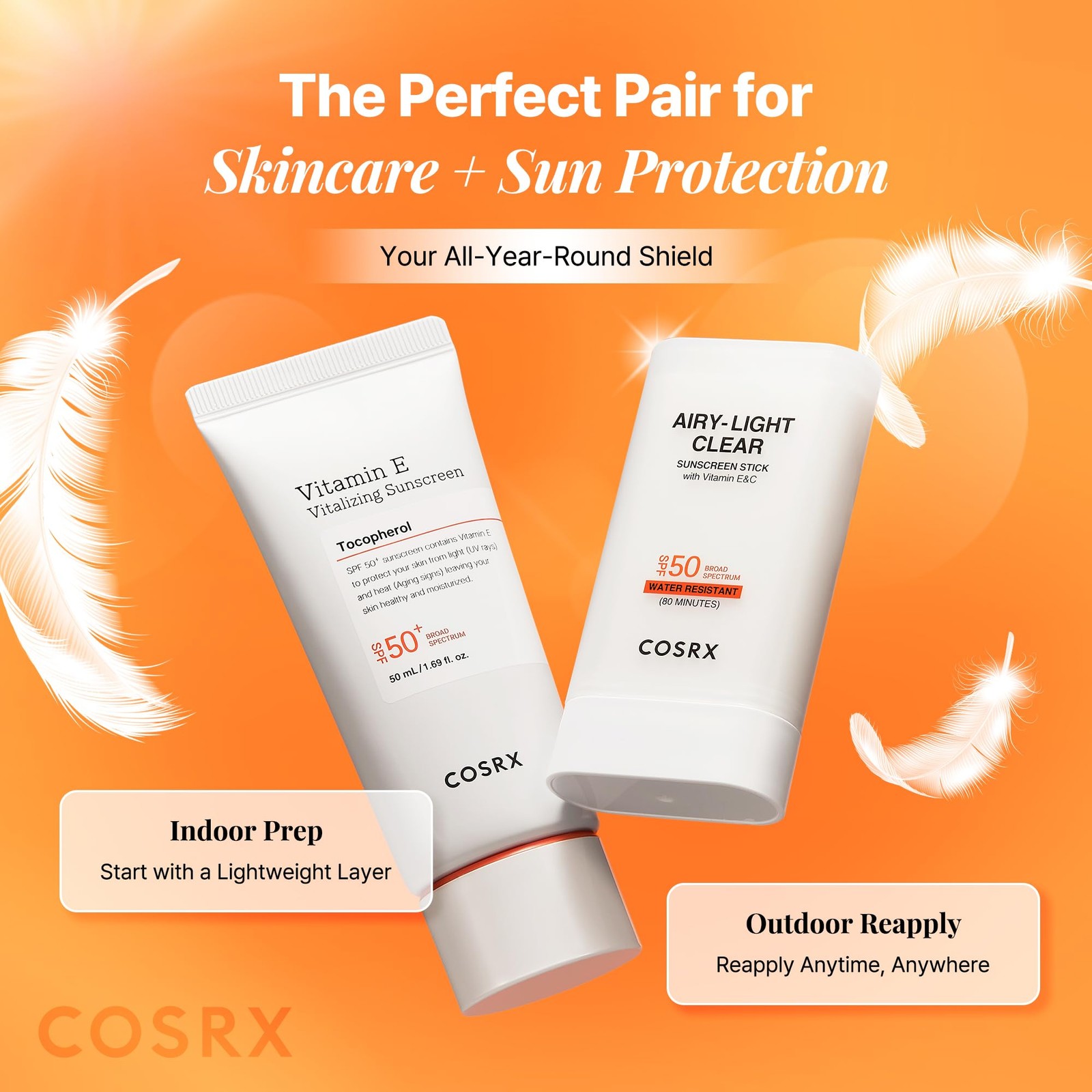 COSRX Airy-Light Clear Sunscreen Stick with Vitamin 0.67 Ounce (Pack of 1)
