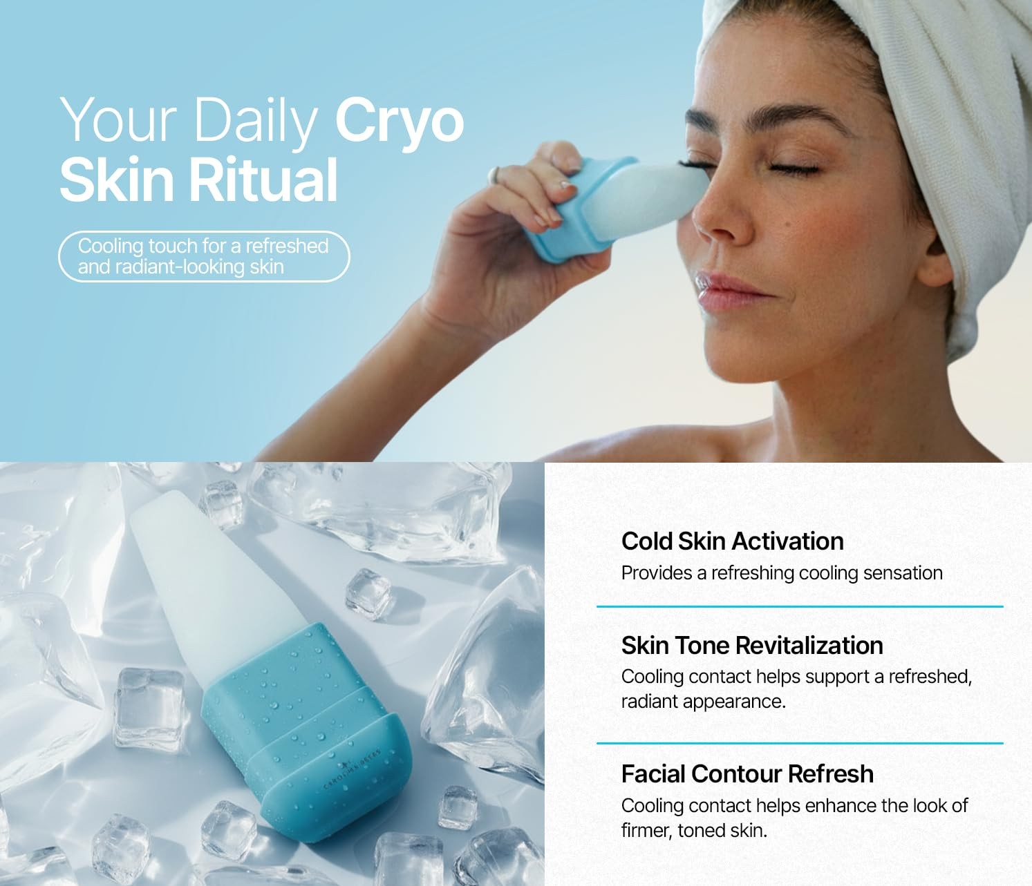 ICE FACE by CAAM BEAUTY | Facial Cryotherapy Roller for “Face & Neck | Blue