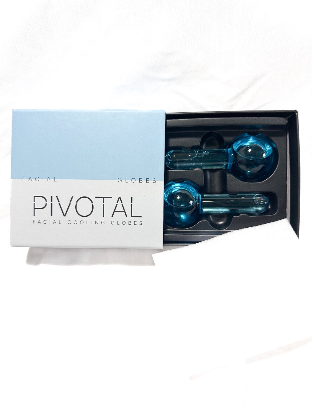 PIVOTAL ‘Facial Glass Cooling Globes’…for Puffy Facial Areas…NEW IN BOX blue