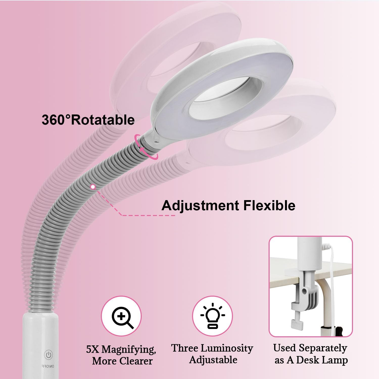 Professional Facial Steamer, 3 in 1 Facial Steamer with 5X Magnifying Lamp Hot&C