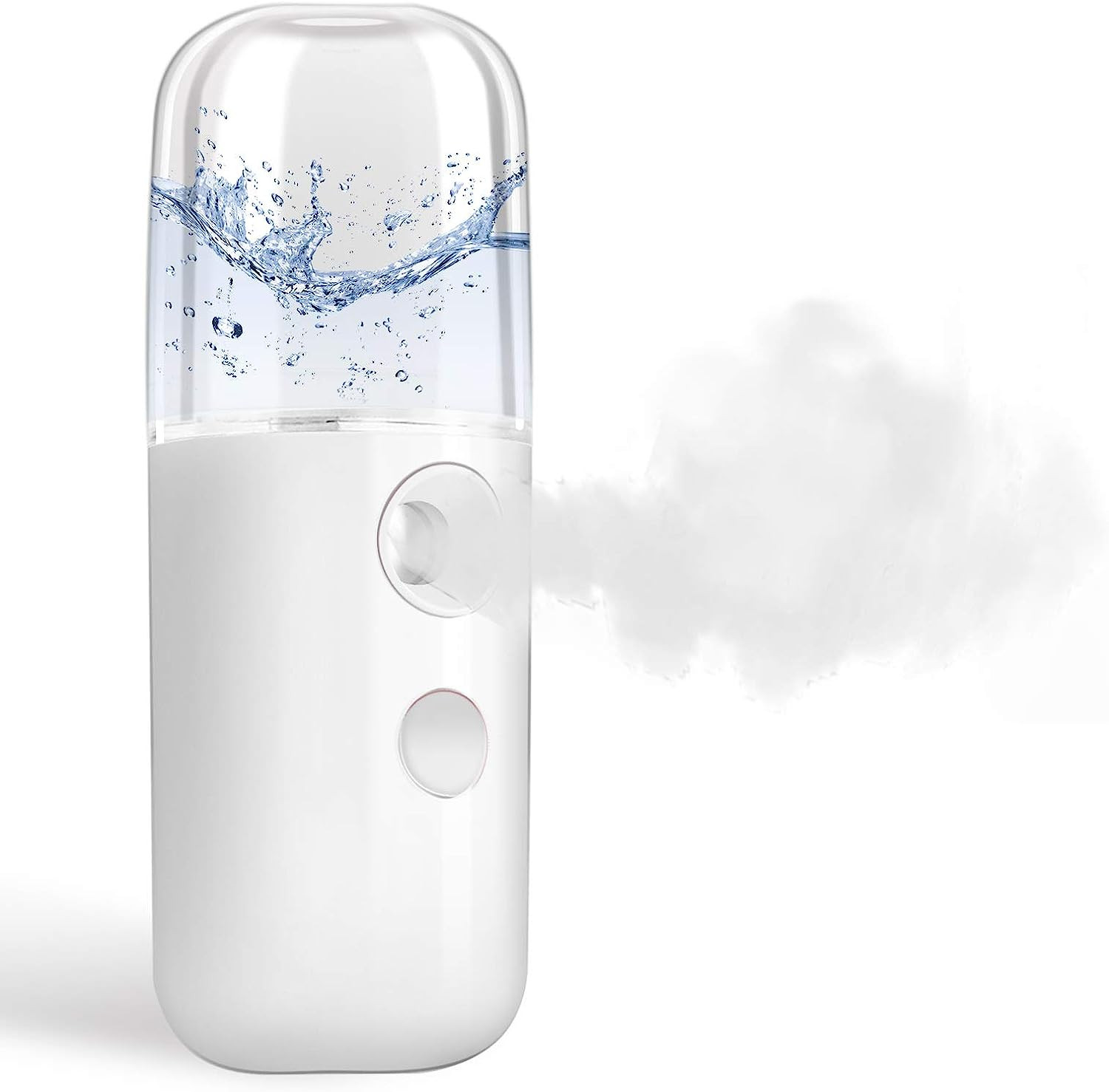 Nano Facial Mister USB Rechargeable Mini Mist Sprayer, 30ml Tank, Portable White
