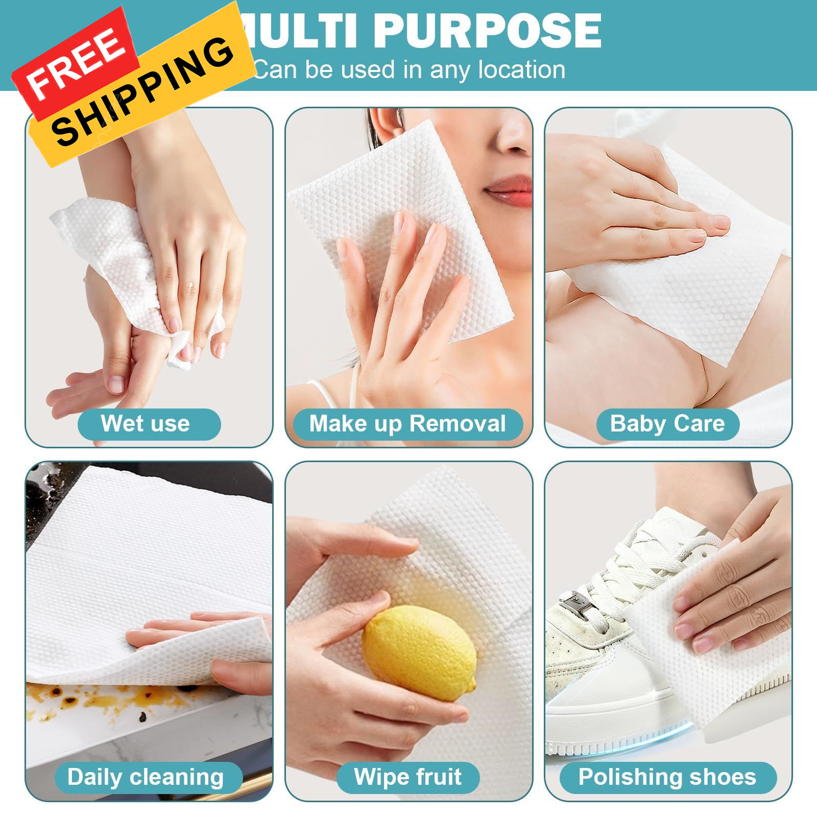 Face Towels, Disposable Towel 100 Count, 100 Count (Pack of 1), White