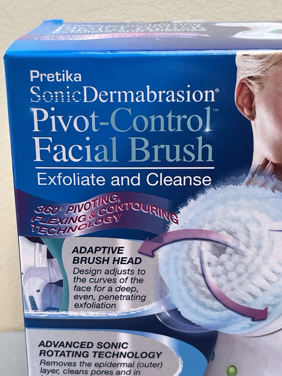 NIB Pretika Sonic Dermabrasion Pivot-Control Facial Brush – Exfoliate & Cleanse