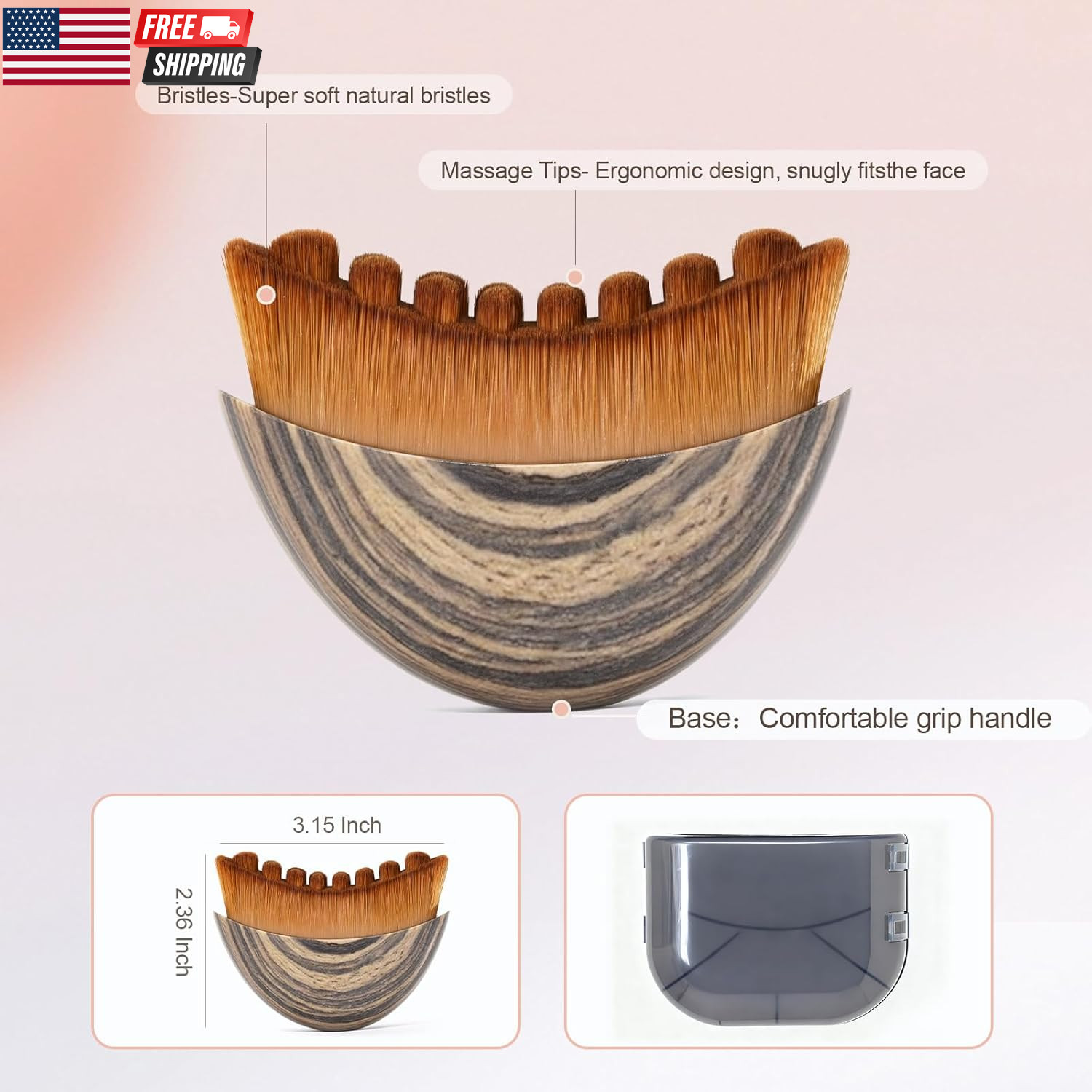 Lymphatic Contour Face Brush, Manual Lymphatic Drainage Massager, Natural Makeup