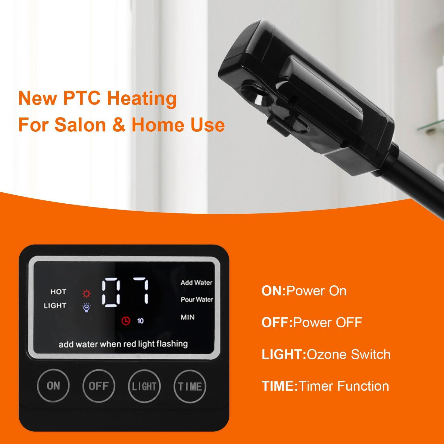 Professional Facial Steamer, Black Facial Steamer Upgrade PTC Heating, Esthetici