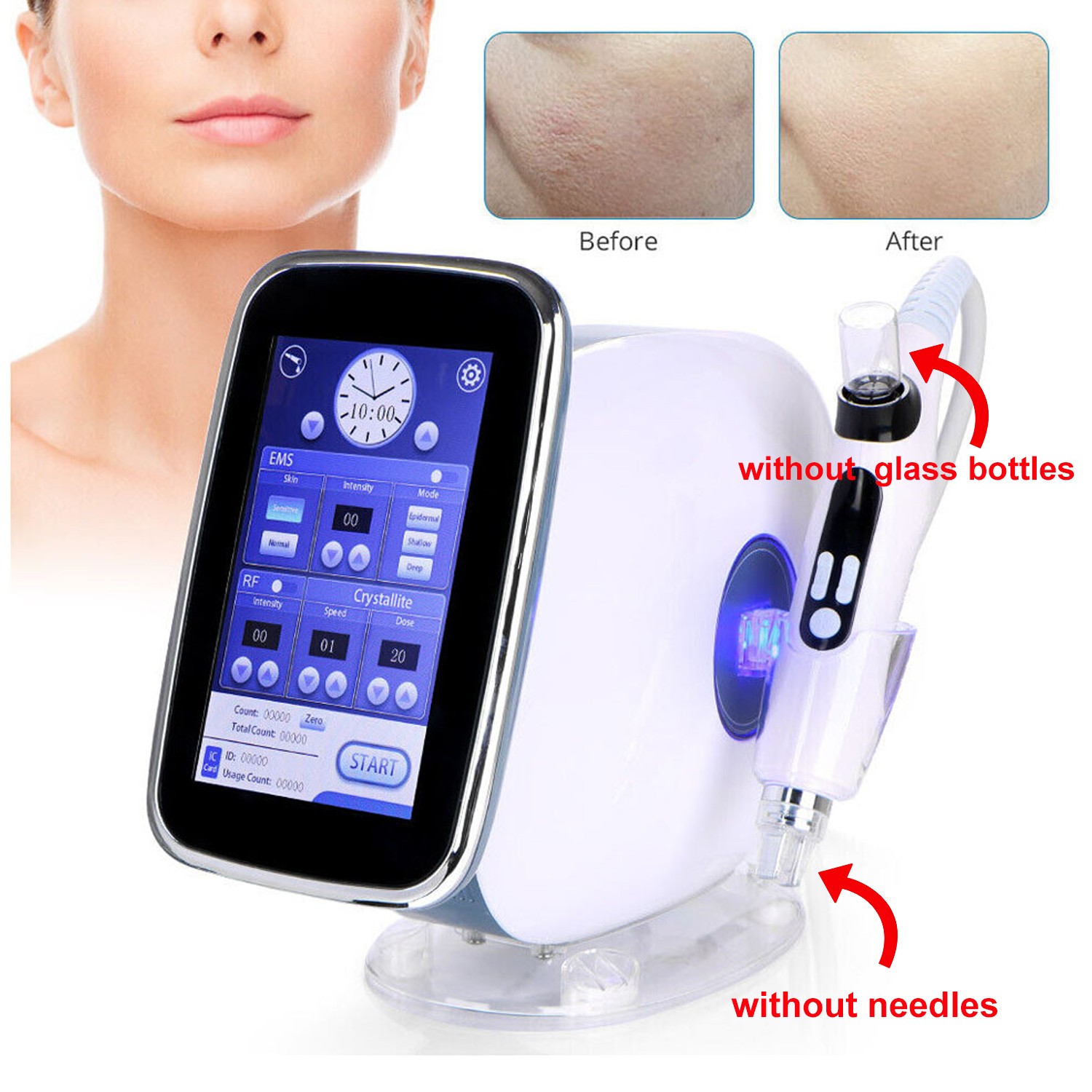 Used EMS Meso Injector No Needle Skin Wrinkle Removal Machine RF Mesotherapy Gun