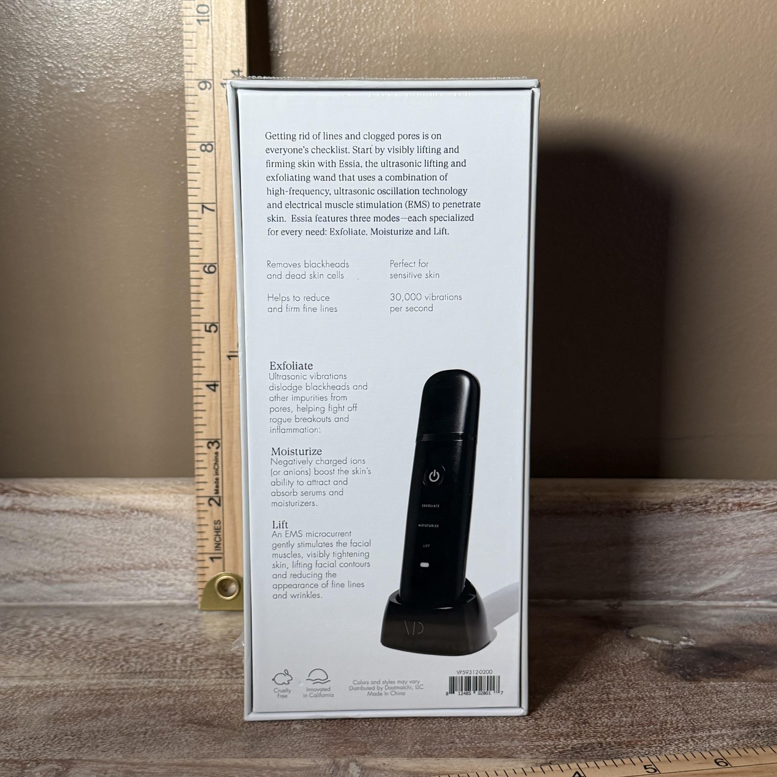 Vanity Planet Essia Ultrasonic Lifting Exfoliating Facial Wand Onyx Black Device