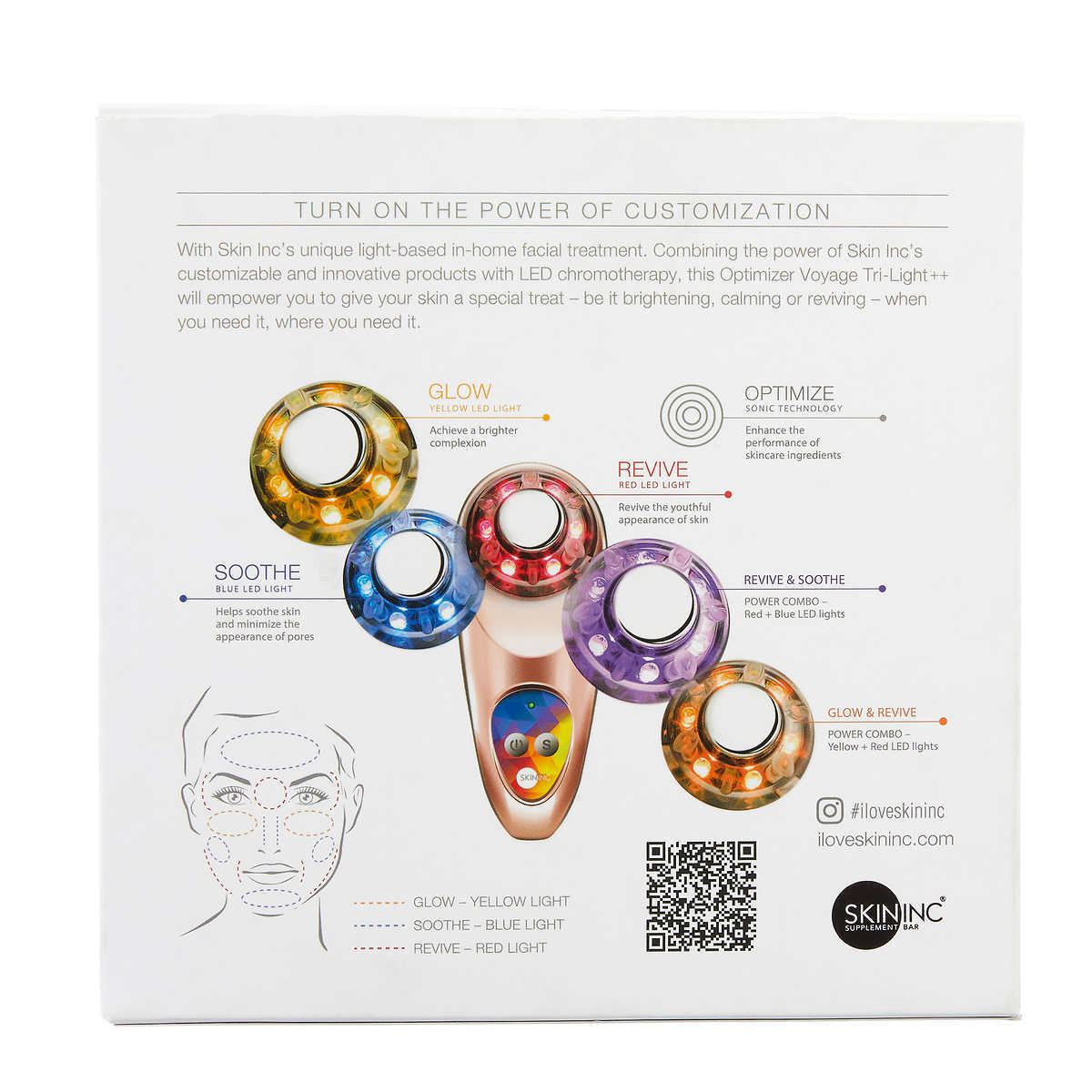 Skin Inc Optimizer Voyage Tri-Light++ Custom Flash Facial – Chrome – Light Use